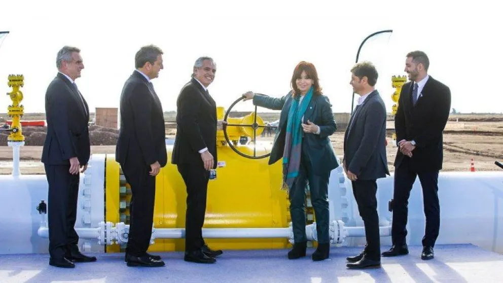 Alberto Fernández, Massa y Cristina Kirchner inauguraron el gasoducto Néstor Kirchner
