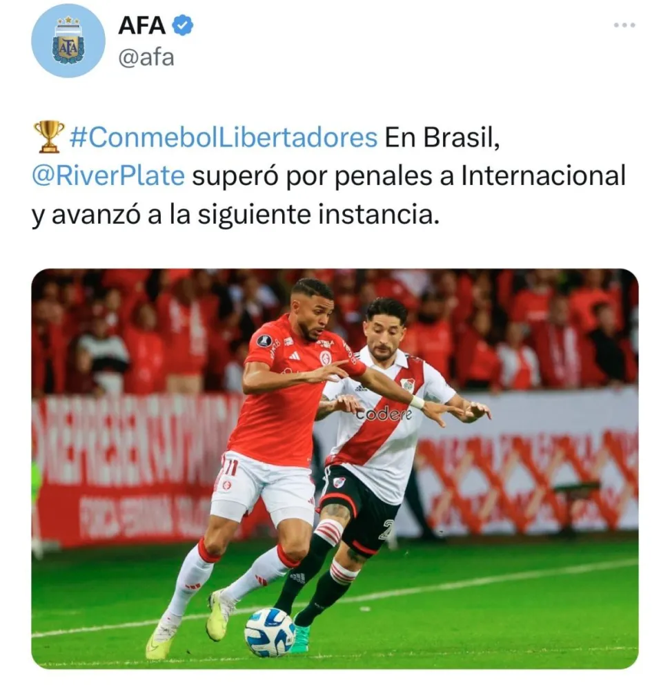 El tuit de la AFA que generó furia en los hinchas de River tras la eliminación en la Libertadores