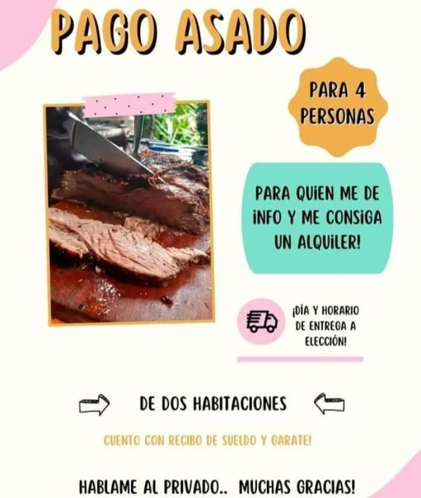 Trelew: Ofrece pagarle un asado a quien le consiga una casa para alquilar