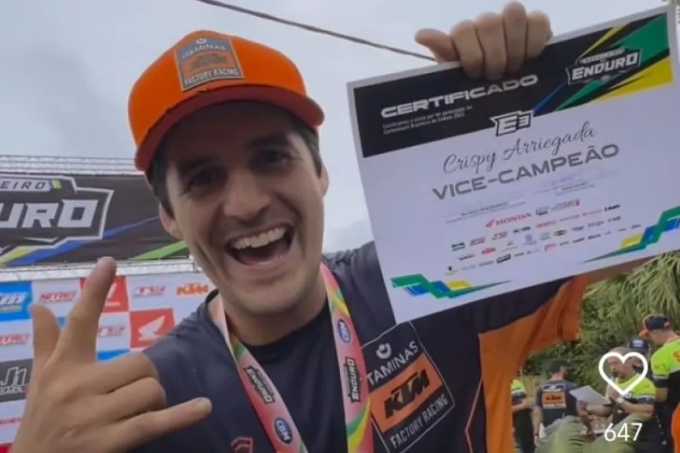 “Crispy” Arriegada fue subcampeón de enduro en Brasil