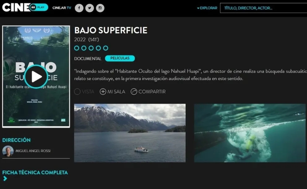 Bajo superficie se encuentra disponible en la plataforma de streaming cine.ar play
