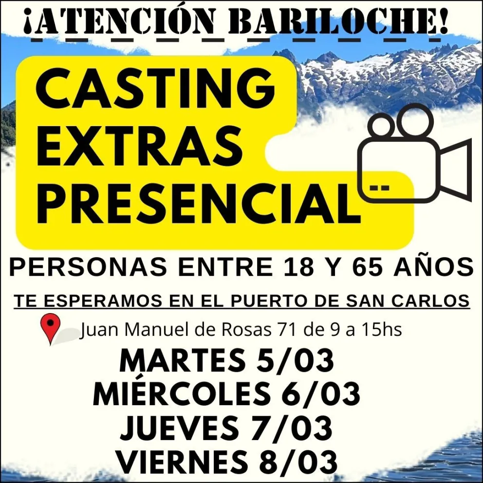 Realizarán casting de extras para importantes producciones audiovisuales