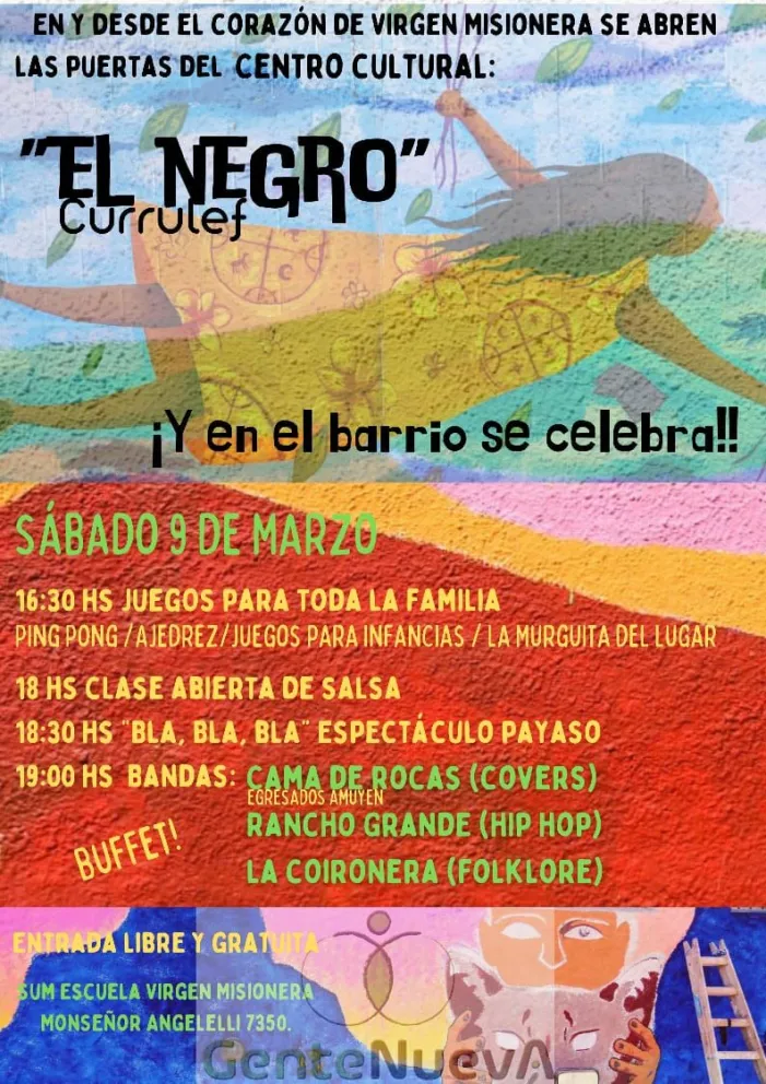 Este sábado se abre el Centro Cultural para toda la familia en la escuela de Virgen Misionera