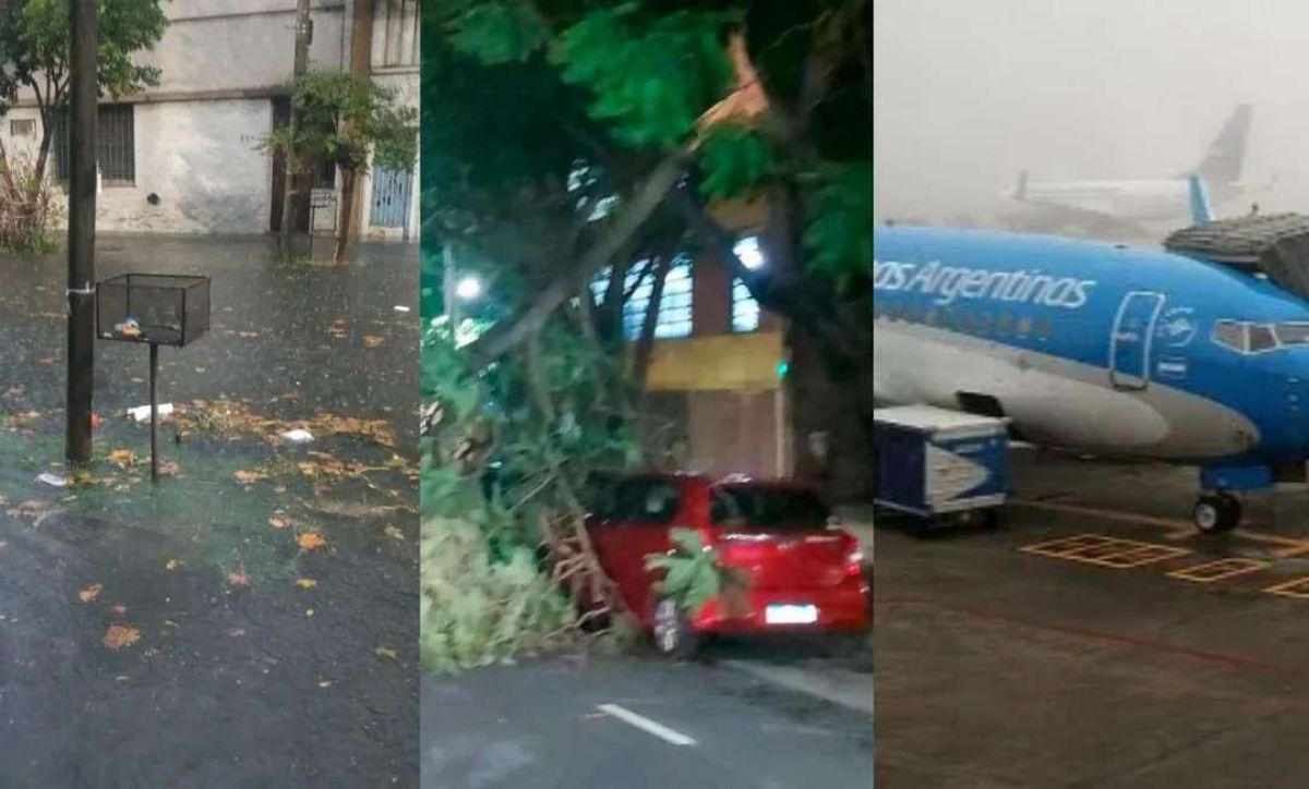 Agresivo temporal en AMBA: calles inundadas, árboles caídos y vuelos desviados