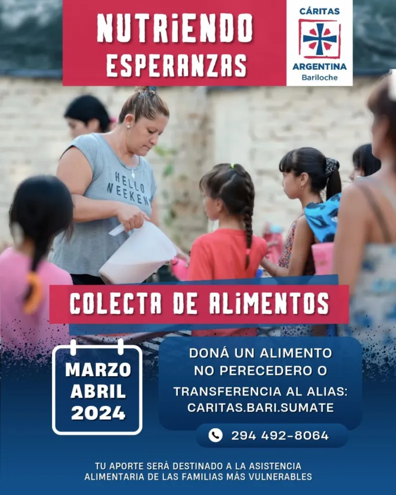 Cáritas Bariloche lanzó la campaña "Nutriendo Esperanzas" para llegar a los más necesitados