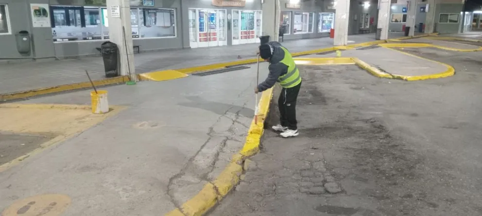 Realizan trabajos de pintura y demarcación en los cordones y dársenas de la ciudad