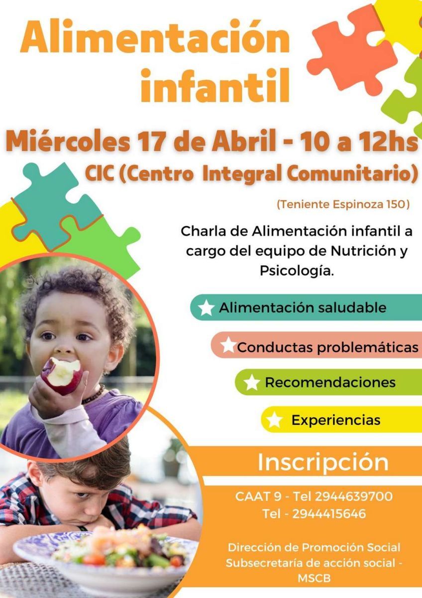 Charla sobre Alimentación Infantil el miércoles 17 de abril en el CIC