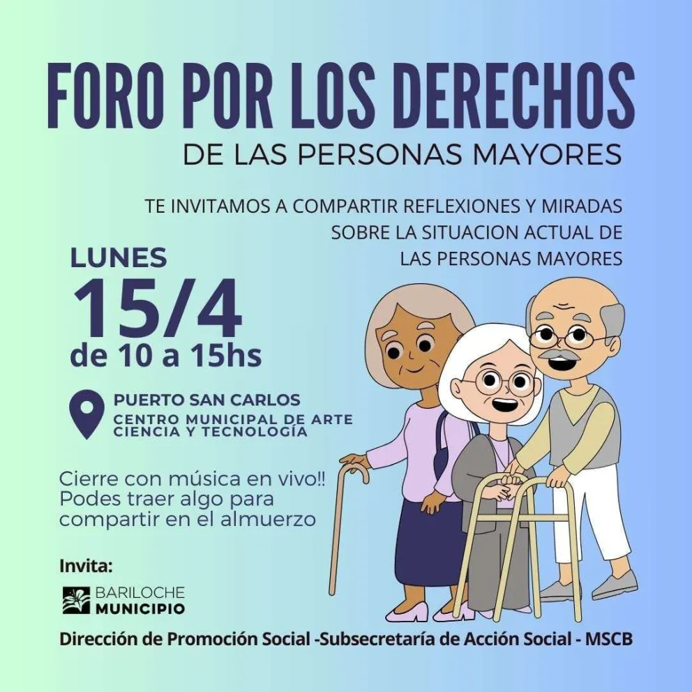 Acción Social de la Municipalidad convoca a sumarse al Foro por los Derechos de las Personas Mayores