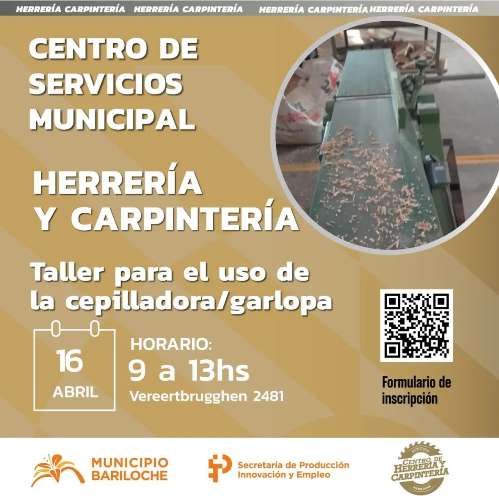 Abren las inscripciones para el taller de uso de la cepilladora/garlopa