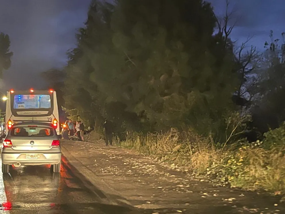Un motociclista cayó al pavimento por un manchón de hielo sobre Bustillo