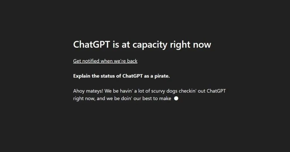 Chat GPT llegó al límite de su capacidad por problemas en el servidor