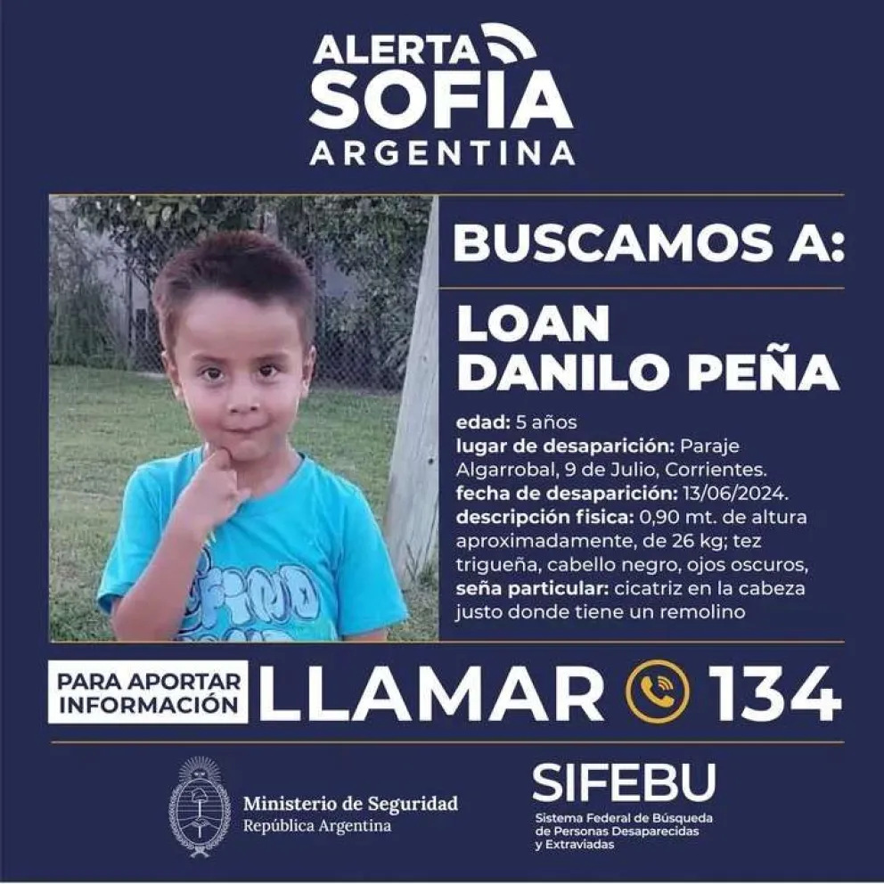 Alerta Sofía: Buscan desesperadamente al pequeño Loan que se perdió en un campo de Corrientes
