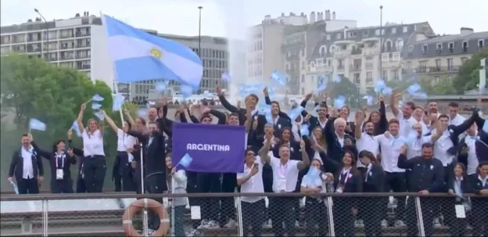 La delegación argentina en la ceremonia inaugural de París 2024
