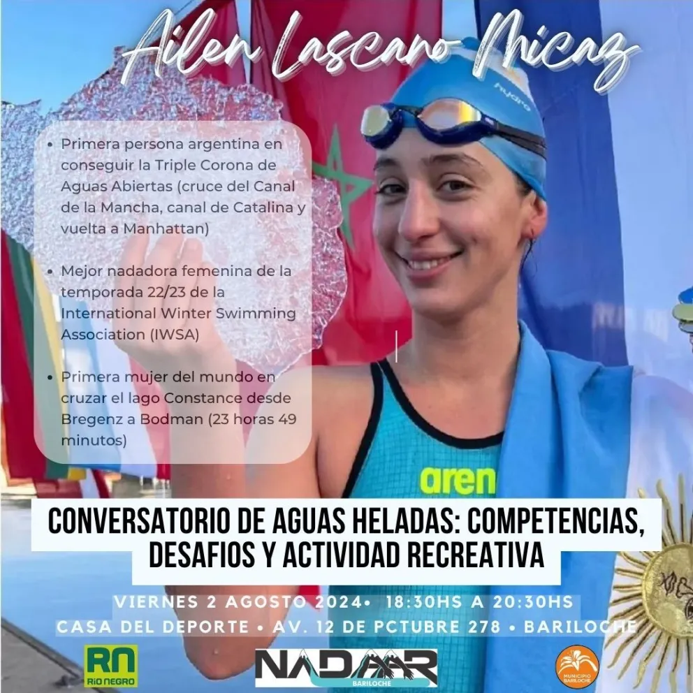 La destacada nadadora Ailén Lazcano Micaz brindará una charla en Bariloche 