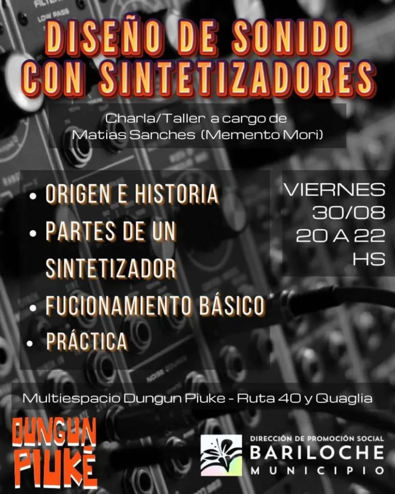Invitan a la charla/taller de Diseño de Sonido con Sintetizadores