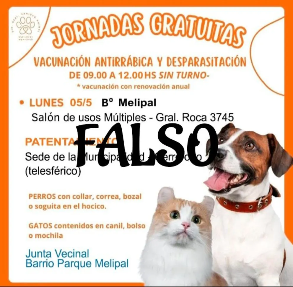 Advierten por información falsa sobre jornadas de vacunación en Melipal